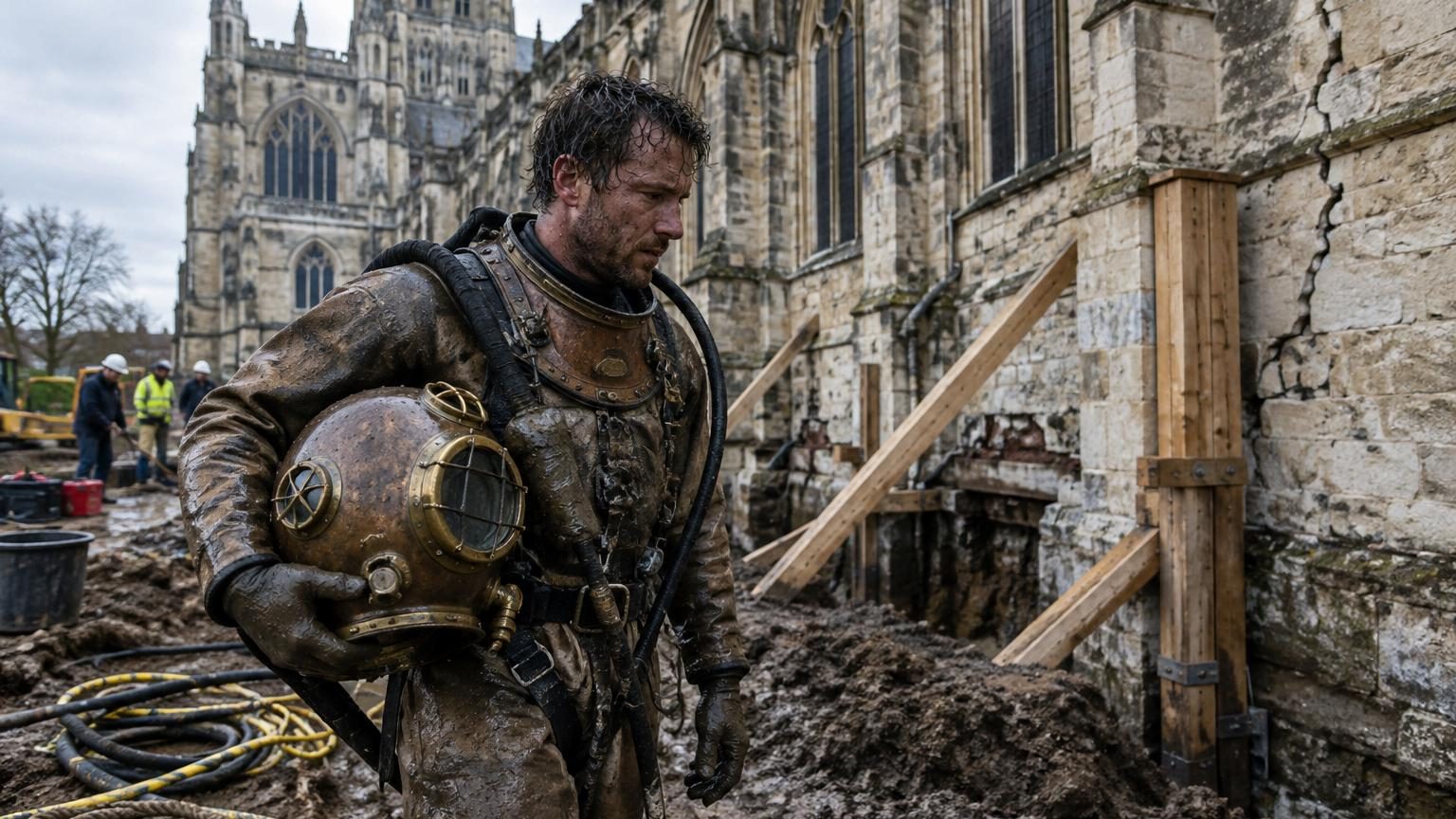 Il a travaillé 6 heures par jour pendant 6 ans dans le noir complet : ce plongeur a sauvé la cathédrale de Winchester de l&rsquo;effondrement
