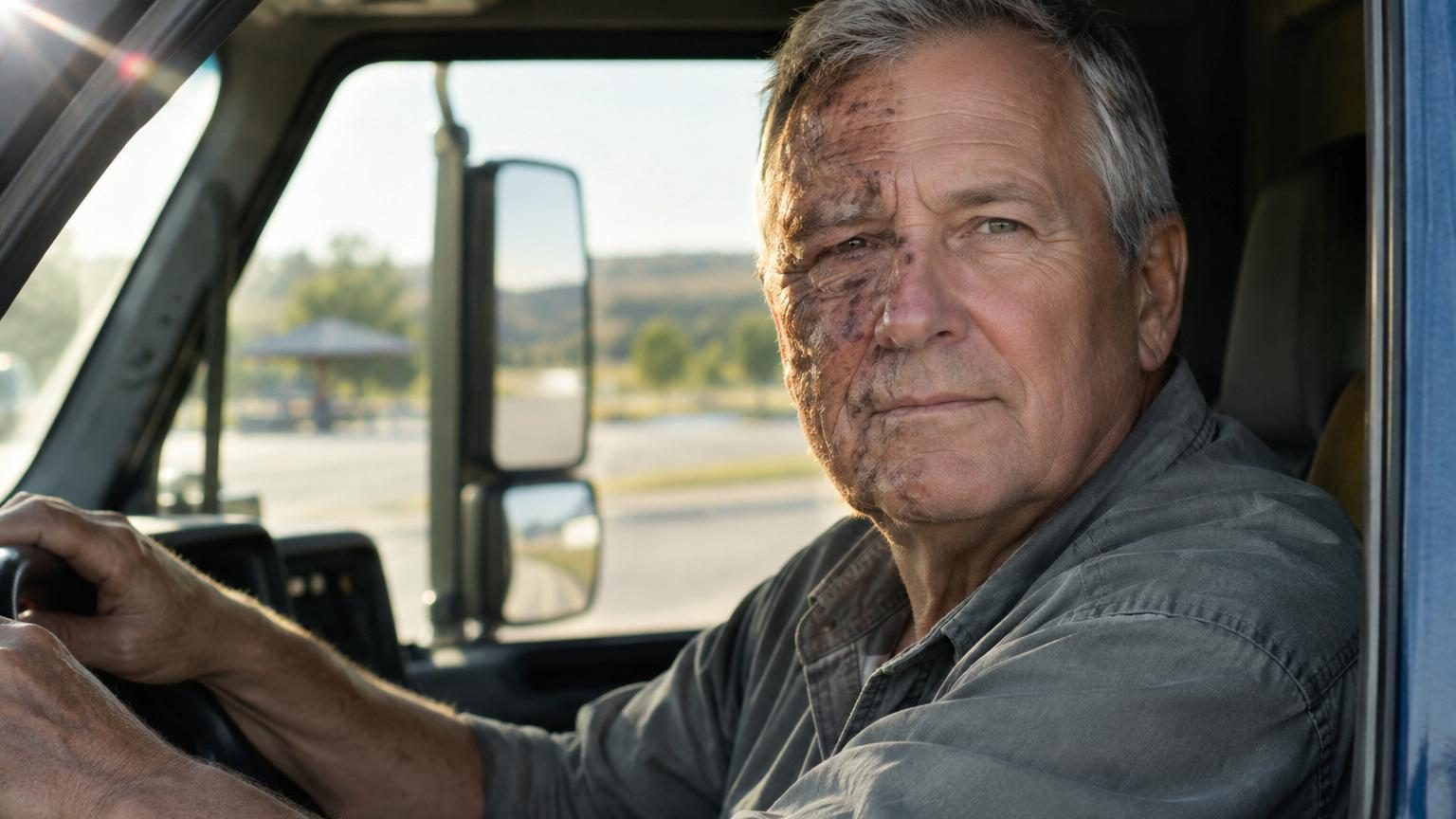 Il conduit un camion pendant 28 ans avec la vitre à sa gauche : à 69 ans, un seul côté de son visage a vieilli