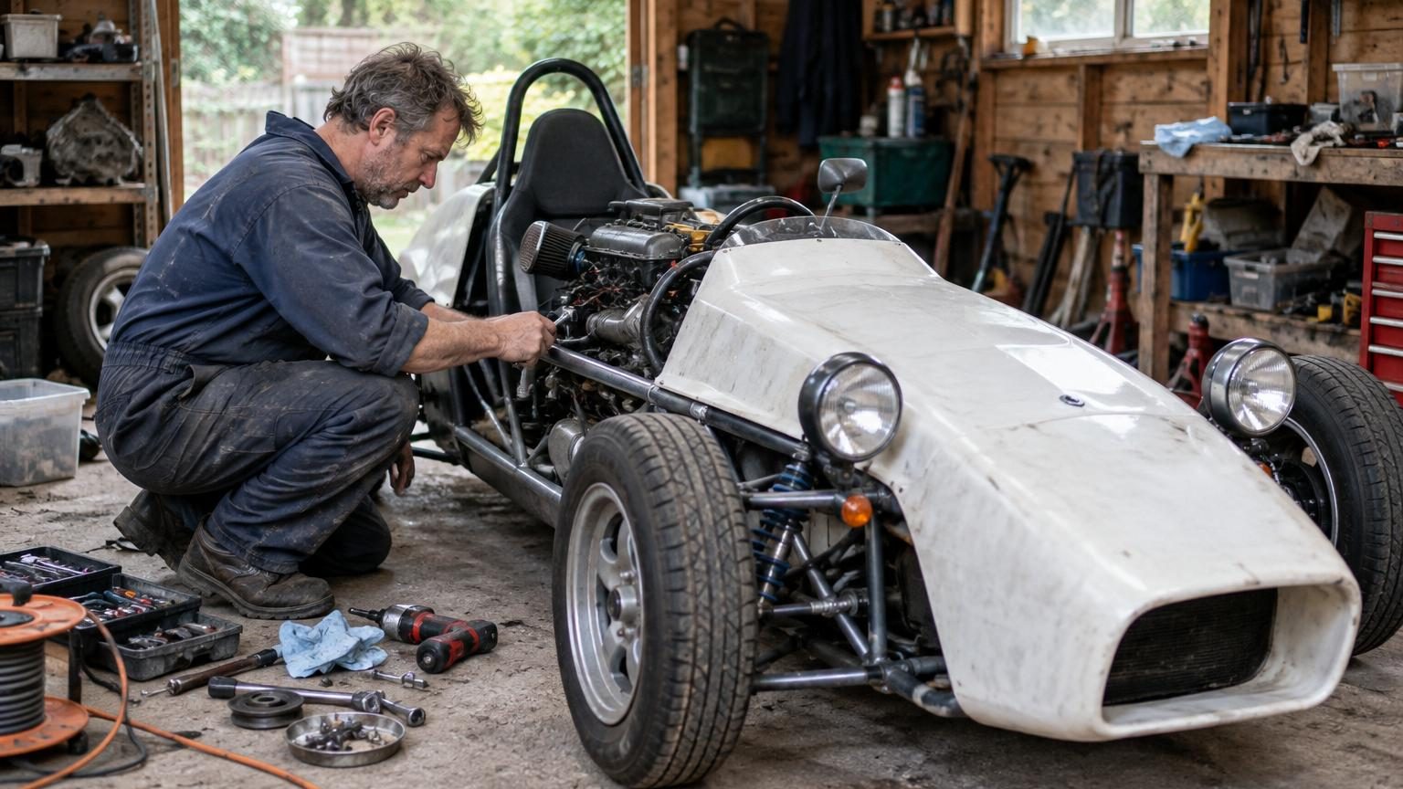 Il construit une voiture de sport homologuée dans son abri de jardin pour 7 000 dollars : ce n&rsquo;est ni une moto ni une réplique