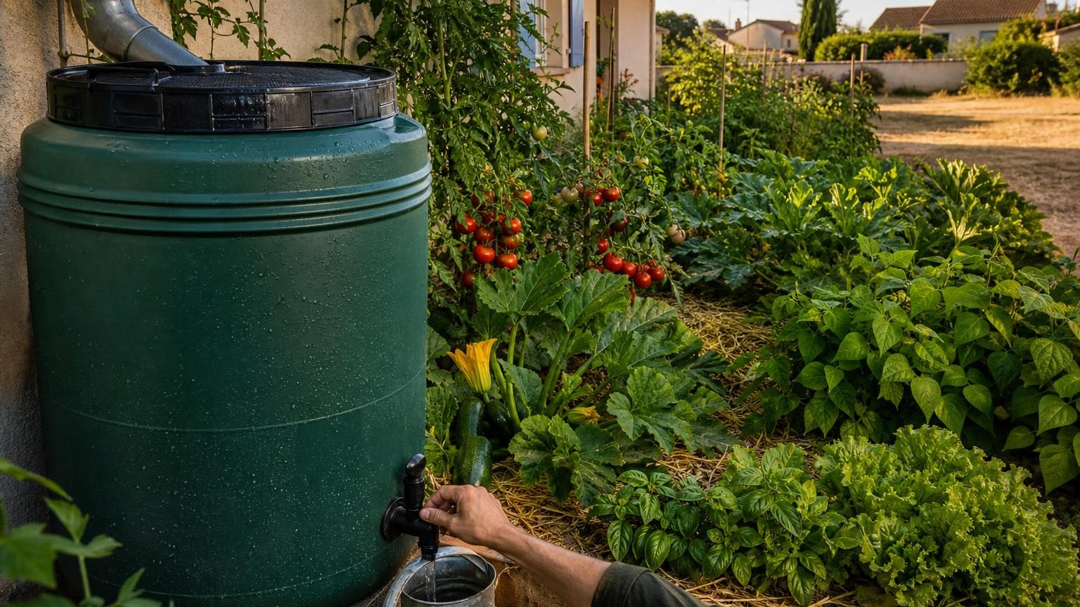 Il installe un simple récupérateur d&rsquo;eau de pluie au printemps : à la fin de l&rsquo;été, son potager raconte une autre histoire