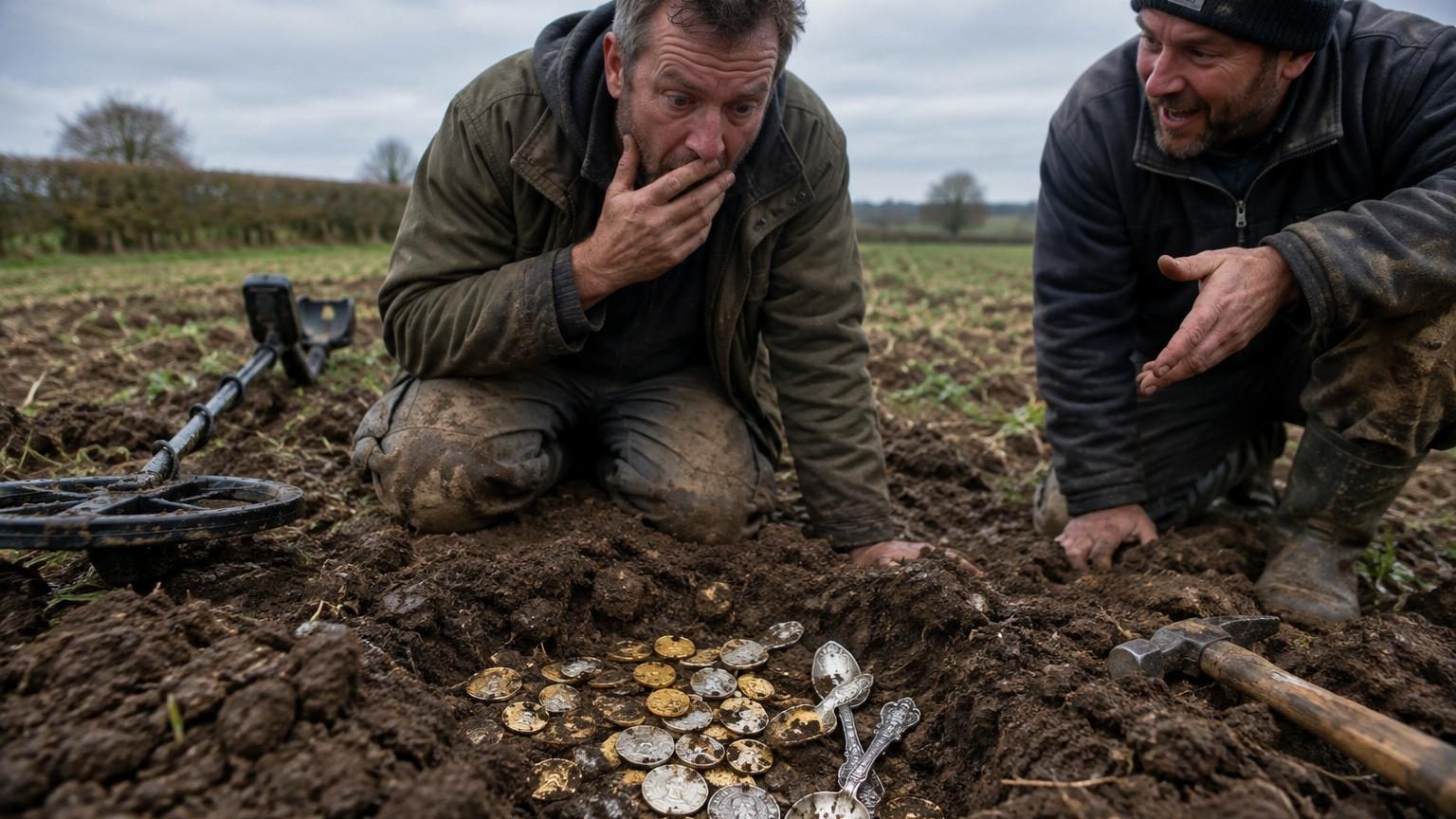 Il perd son marteau dans un champ et demande de l'aide à un ami : 1 500 ans plus tard, ce sont des milliers de pièces romaines qui sortent de terre