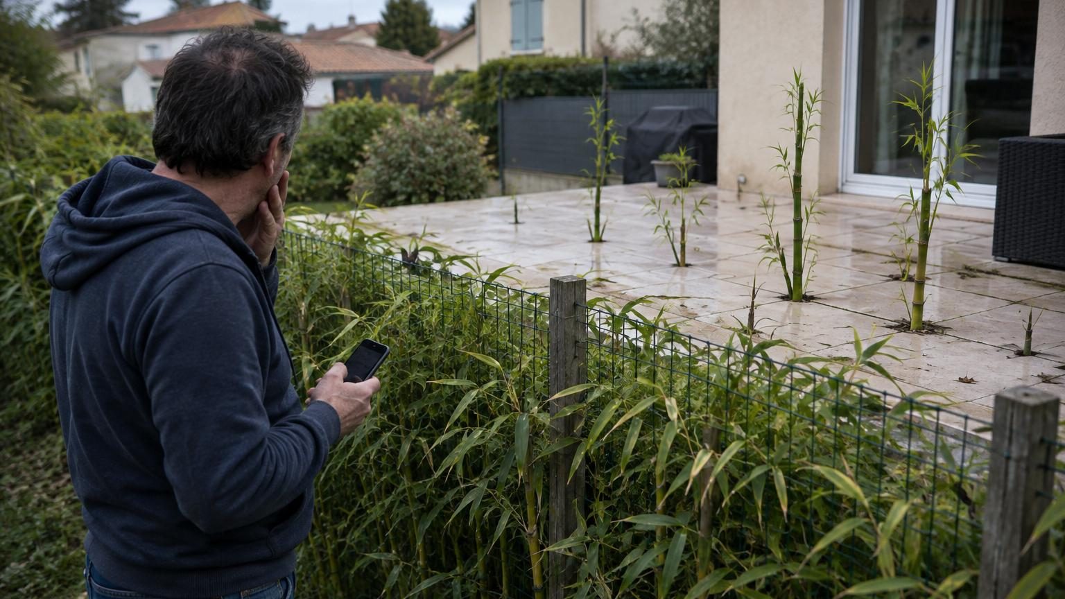 Il plante des bambous le long de la clôture pour s'isoler du voisin : trois printemps plus tard, les pousses sortent de la terrasse d'à côté