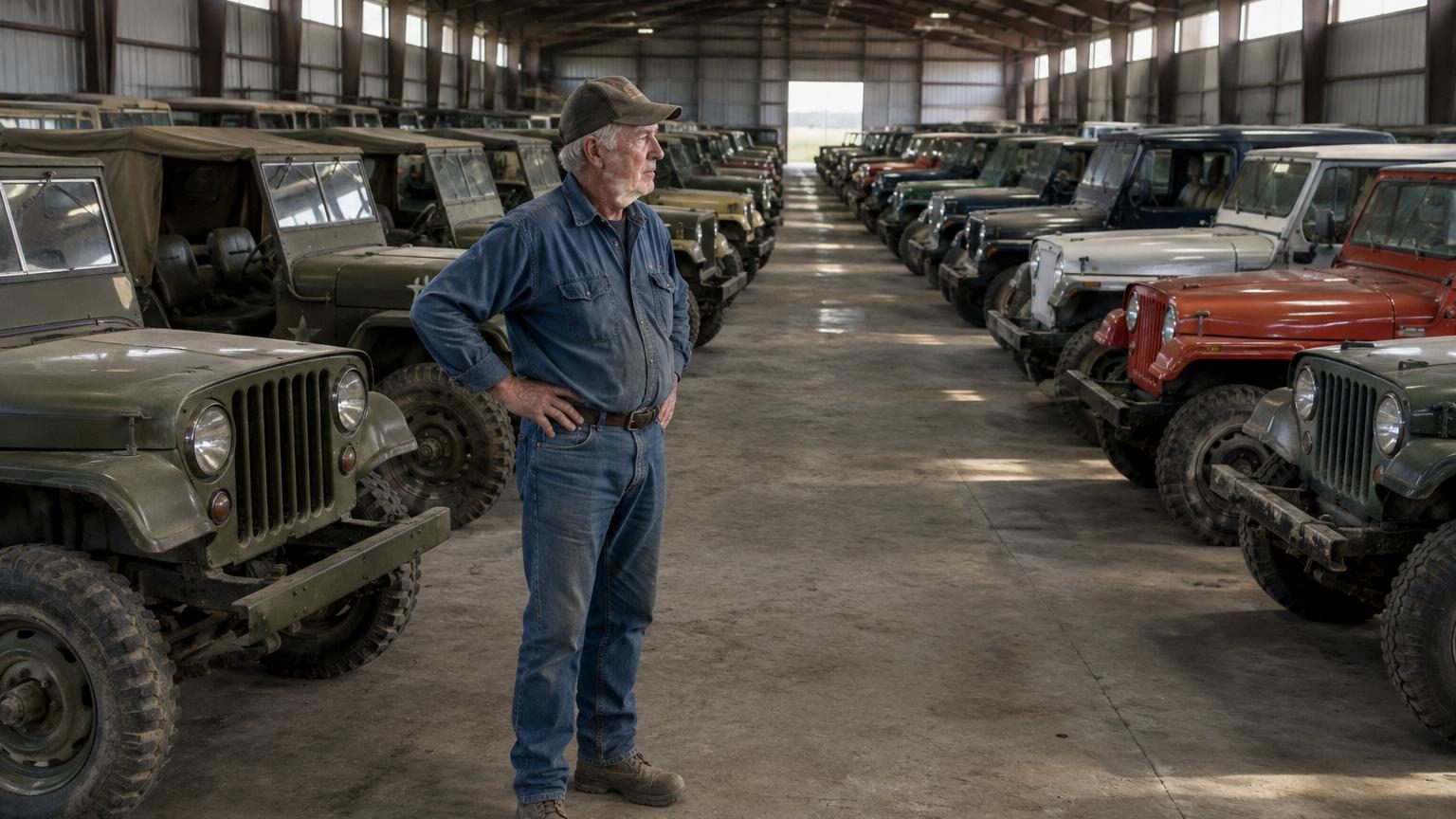 Il possède 400 Jeep et refuse d'en vendre une seule : voici comment il réussit à les stocker toutes