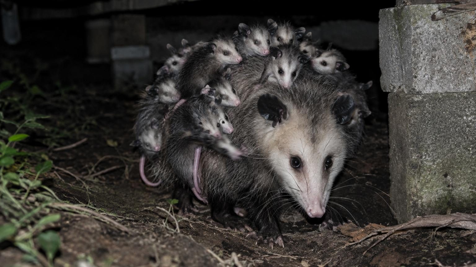 Il repère un trou trop grand pour un rat sous sa maison : sa caméra filme une mère et ses 10 petits accrochés à son dos