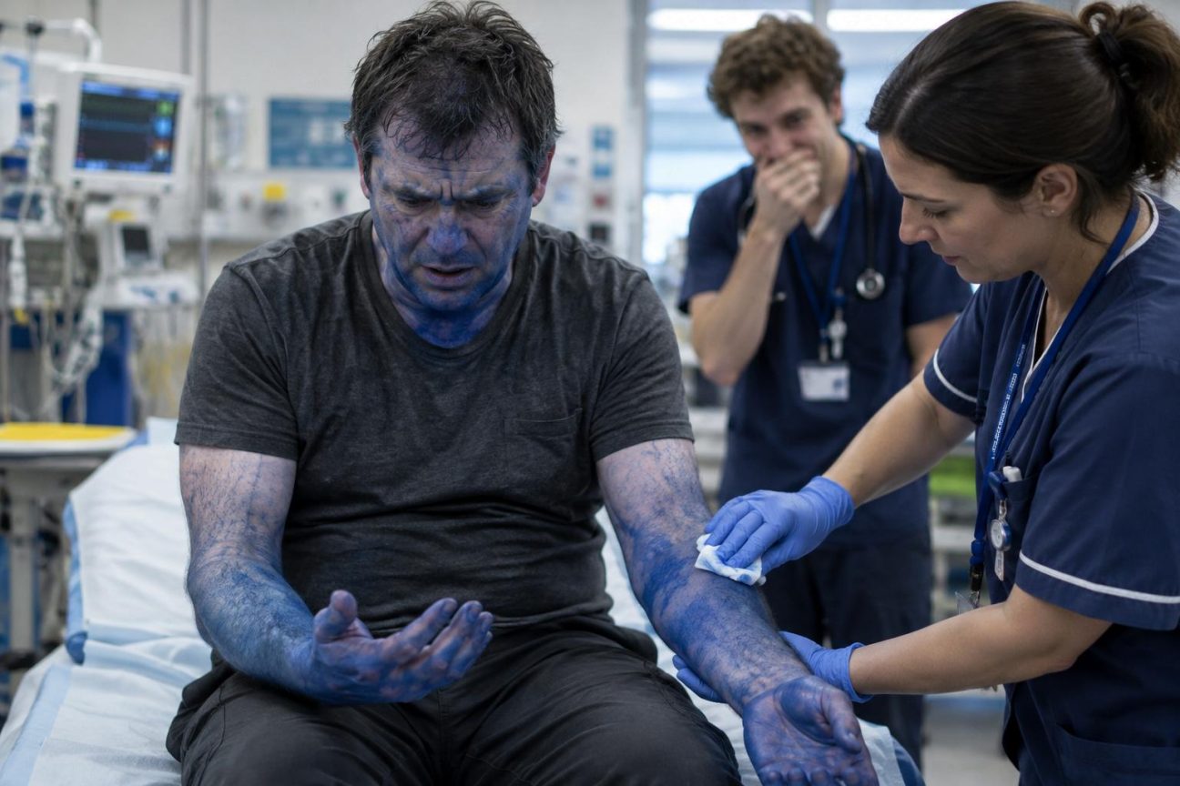 Il se réveille avec la peau entièrement bleue et file aux urgences : à l'hôpital, l'explication fait rire les médecins