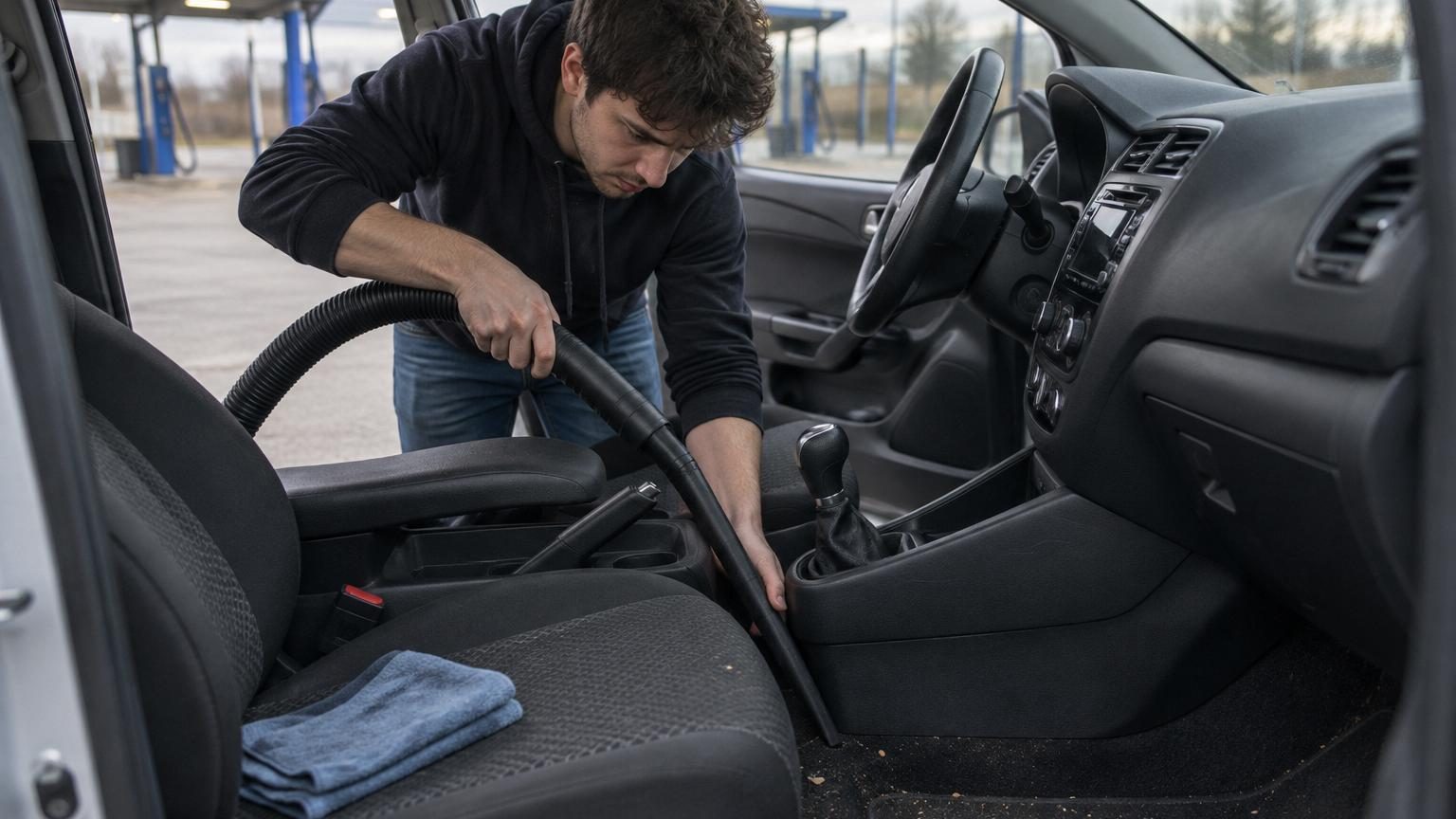 Il va au lavage auto et utilise une astuce méconnue : voici comment il nettoie l'intérieur de sa voiture en profondeur
