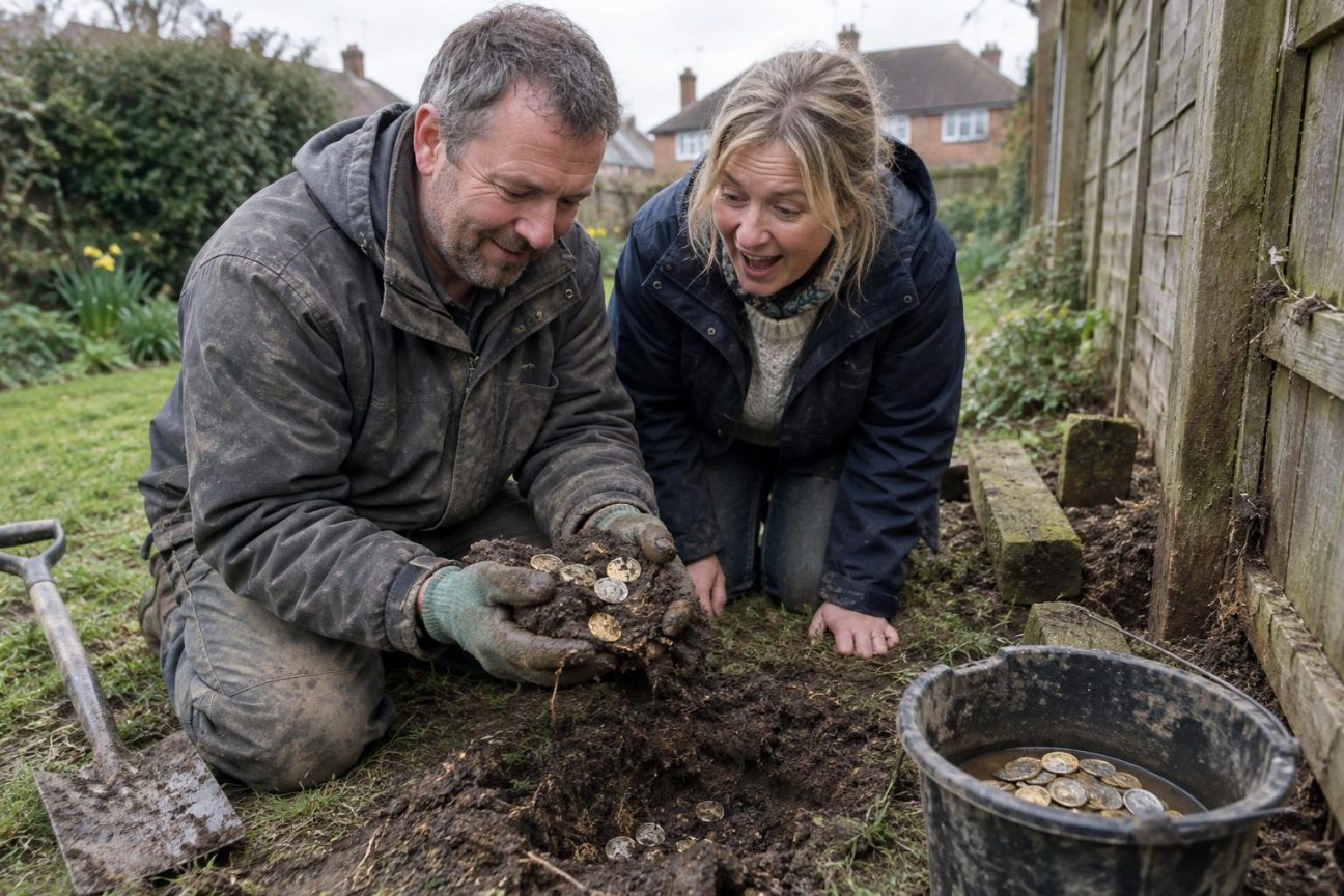 Ils déplacent des piquets de clôture dans leur jardin et tombent sur d'étranges disques : un trésor Tudor estimé à 230 000 livres