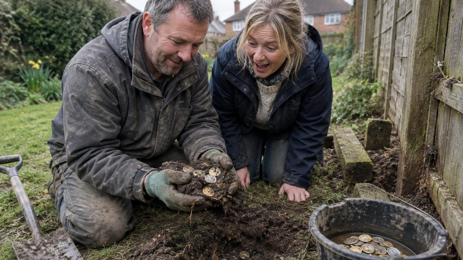 Ils déplacent des piquets de clôture dans leur jardin et tombent sur d'étranges disques : un trésor Tudor estimé à 230 000 livres