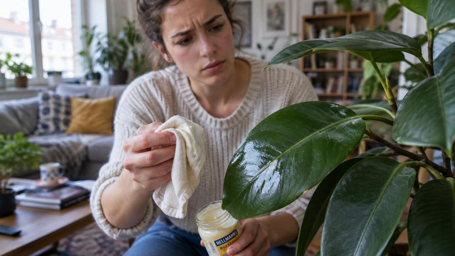 Ils nettoient les feuilles de leurs plantes à la mayonnaise pour les faire briller : voici ce qui se passe vraiment ensuite