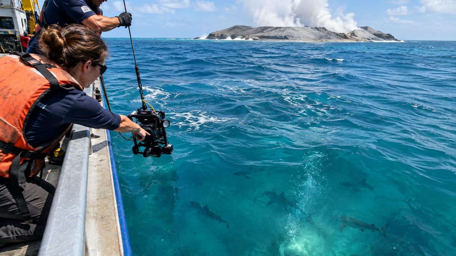 Kavachi, le volcan sous-marin qui crée des îles éphémères : des scientifiques ont découvert des requins vivant à l’intérieur de son cratère