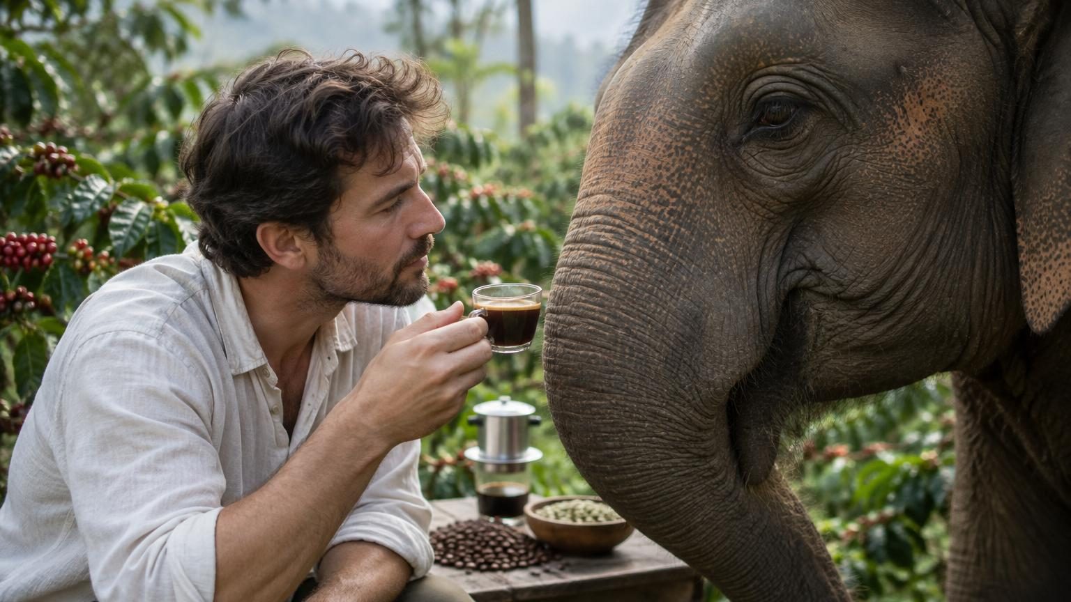 Le café le plus doux du monde passe par l&rsquo;estomac d&rsquo;un éléphant : les scientifiques expliquent enfin pourquoi