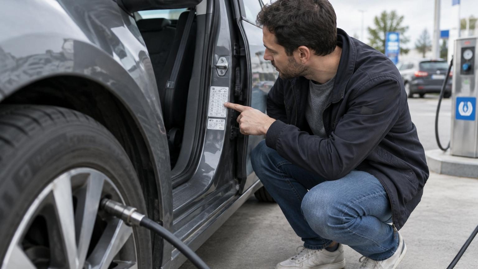 Gros plan sur le flanc d'un pneu de voiture noir montrant les chiffres de pression maximale en PSI gravés en relief.