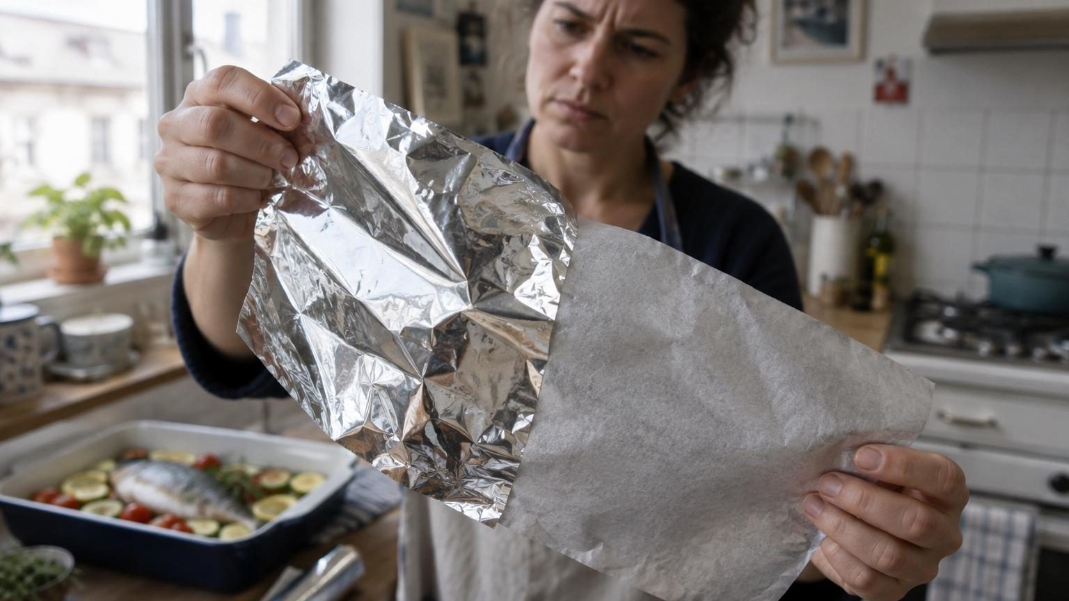 Le papier aluminium a une face brillante et une face mate : la vraie raison n'a rien à voir avec la cuisson, sauf dans un cas