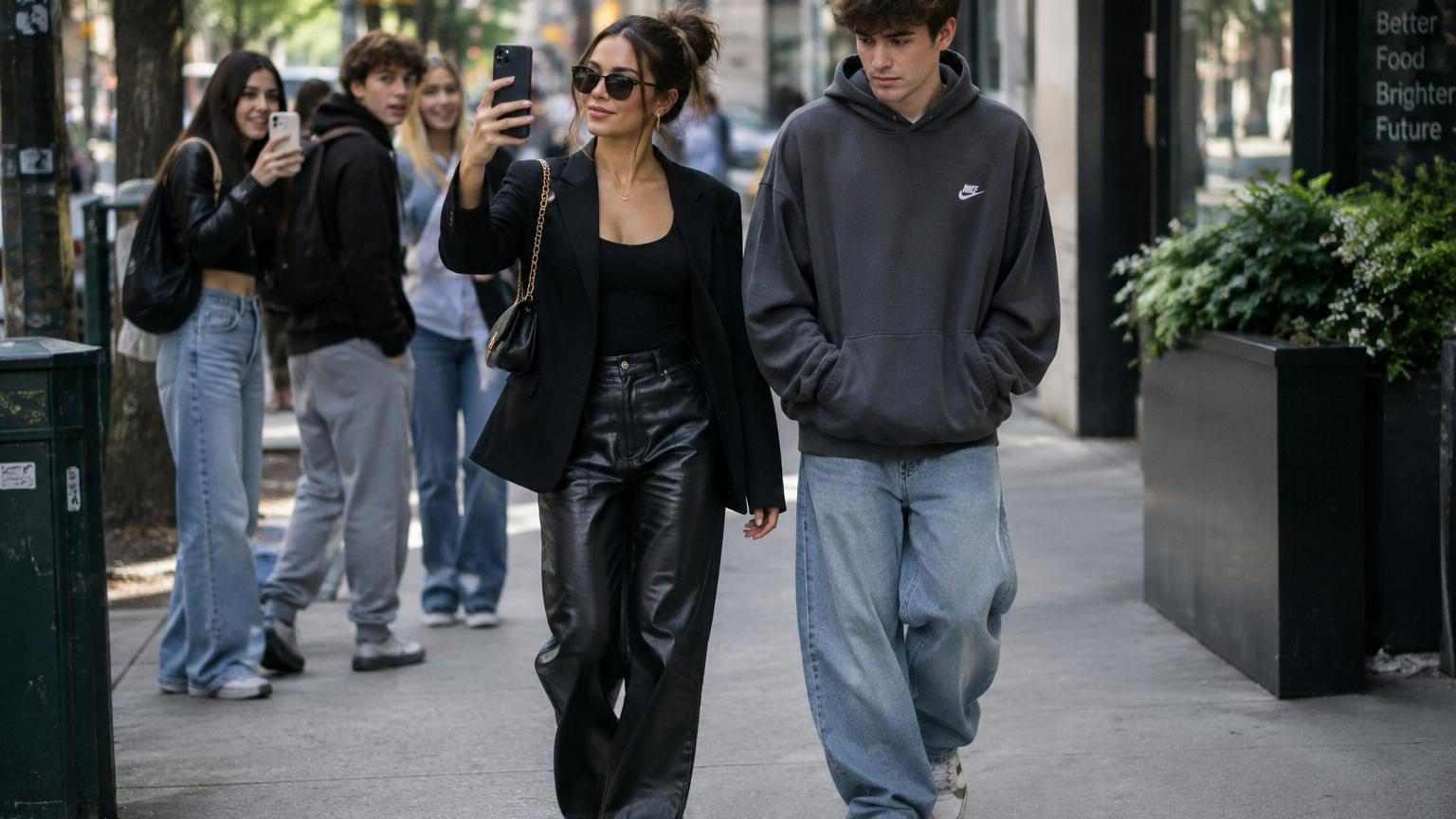 Deux personnes en couple posant ensemble, l'une vêtue d'une tenue très élaborée et soignée, l'autre en vêtements nettement plus décontractés, illustrant le concept de différence de style vestimentaire.