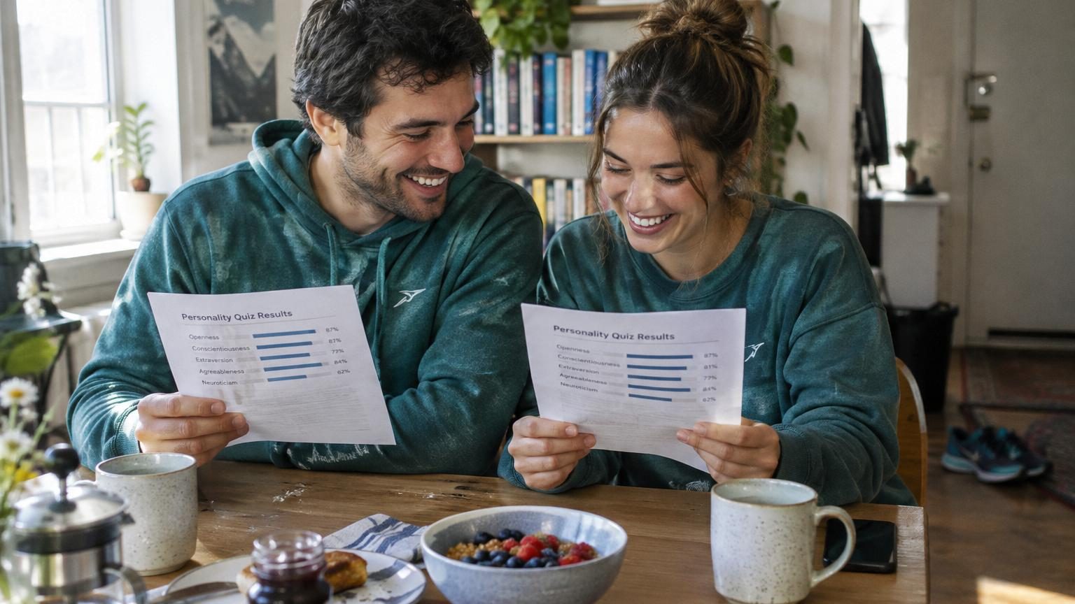 Deux personnes se tenant la main en souriant, symbolisant l'harmonie conjugale basée sur la similitude et l'admiration mutuelle plutôt que l'opposition.