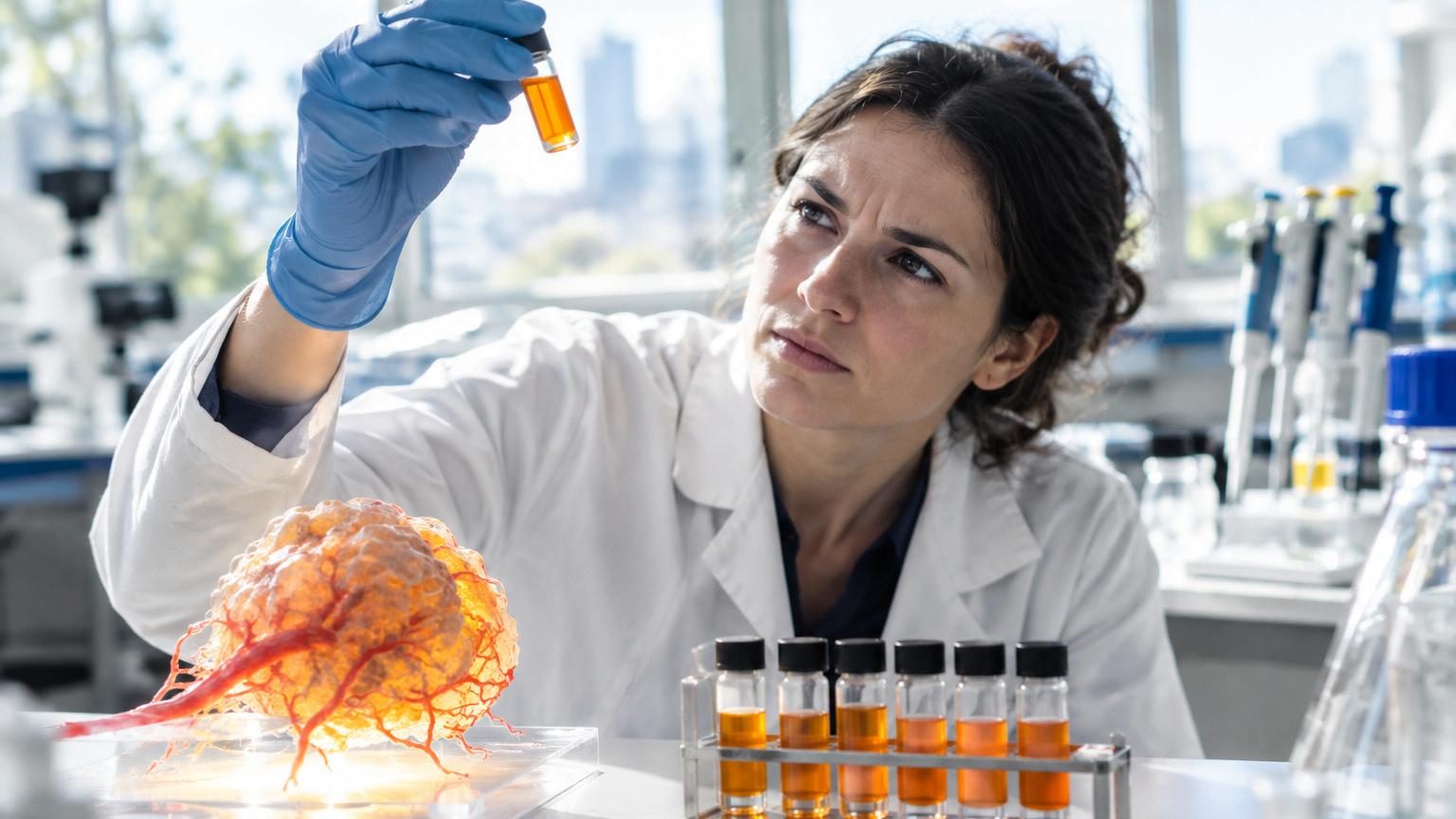 Illustration scientifique montrant la dégradation du glutathion par les cellules cancéreuses pour accéder aux nutriments essentiels.