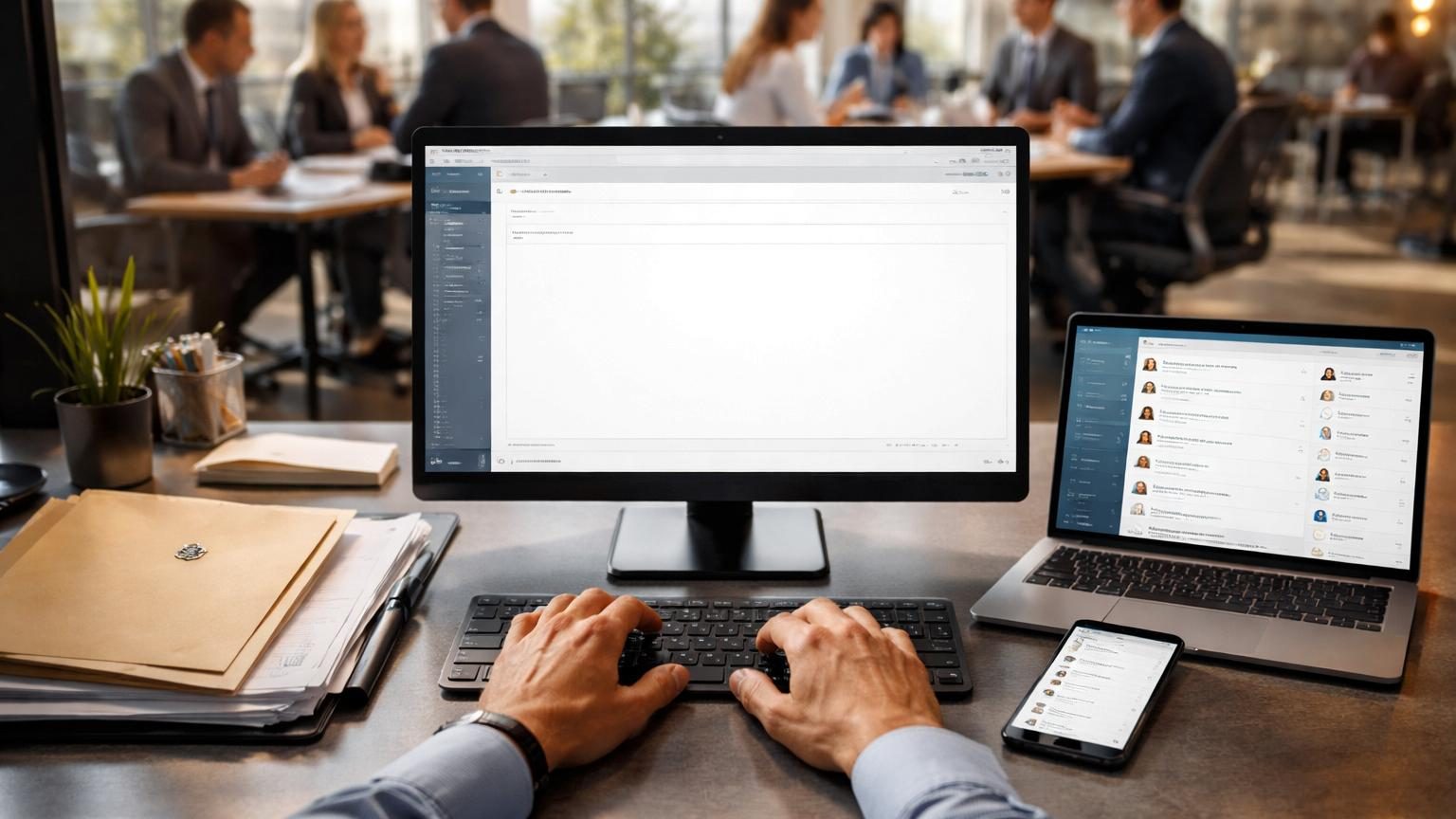 Personne rédigeant un email professionnel sur un ordinateur portable, hésitant sur la formule de salutation entre deux options de texte affichées à l'écran.