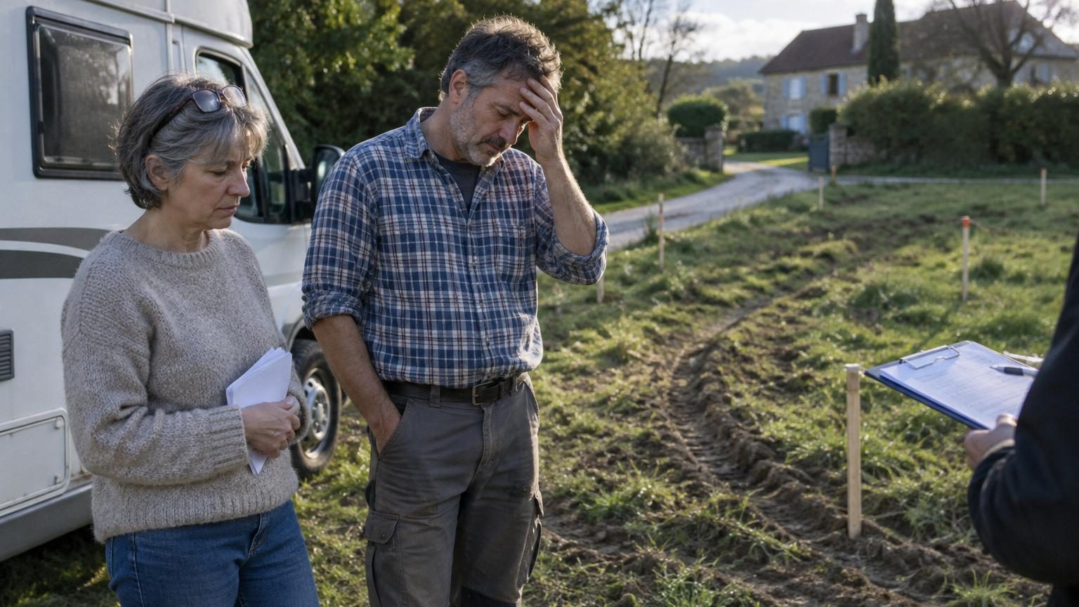 Martine et Jean achètent un terrain pour installer leur camping-car, mais apprennent trop tard qu'une autorisation aurait pu leur épargner de lourdes pertes