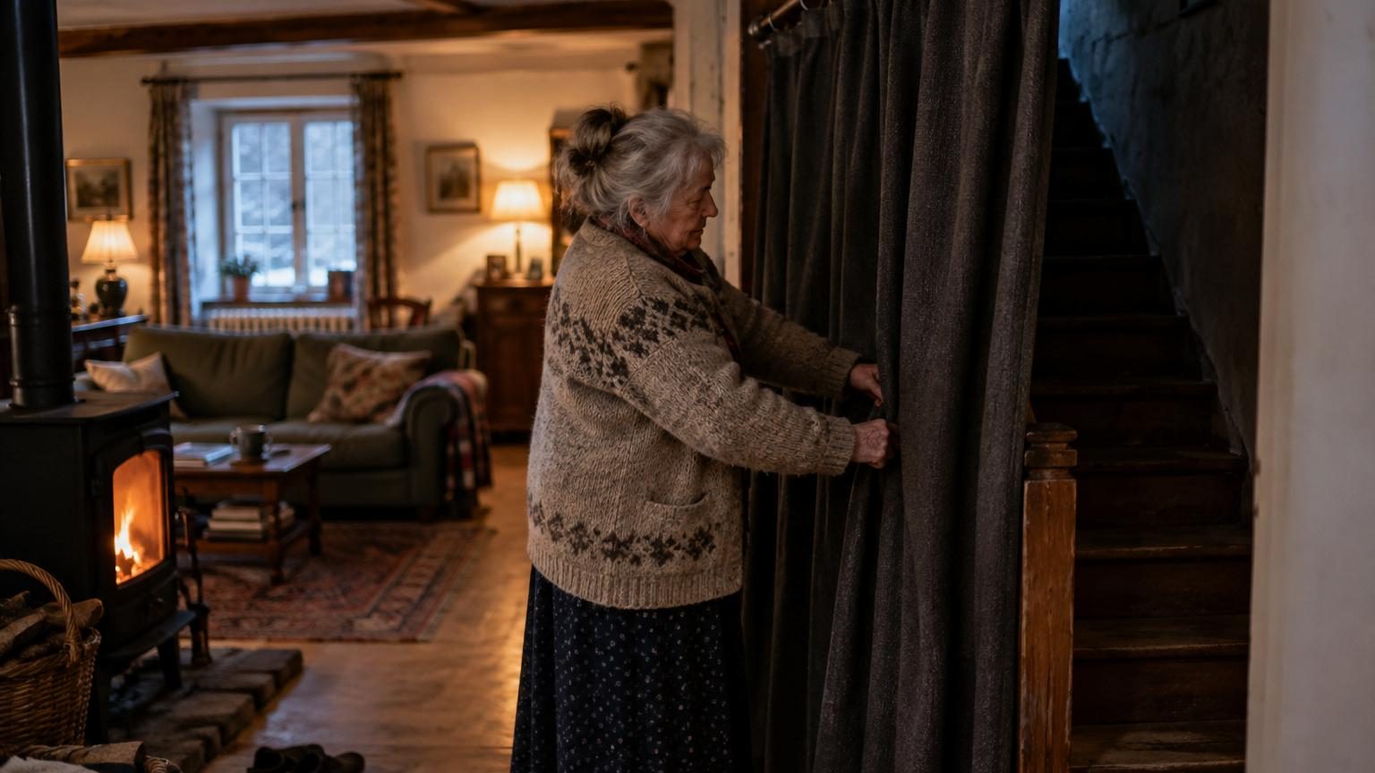 Nos grands-parents tendaient un lourd rideau au pied de l'escalier dès les premiers froids : ce n'était pas pour cacher les marches