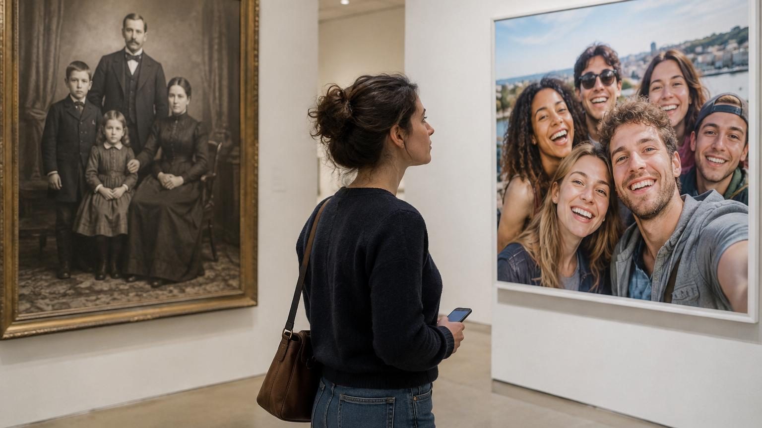 Portrait photographique en noir et blanc du XIXe siècle montrant une femme au visage sérieux et inexpressif, vêtue de vêtements d'époque, illustrant l'absence caractéristique de sourire des clichés de cette période.
