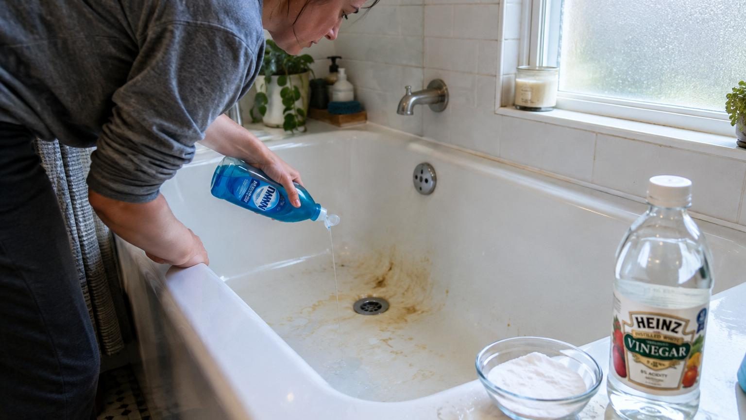 Pour enlever les taches de la baignoire sans frotter, ce n'est pas le vinaigre : deux ingrédients de votre cuisine suffisent