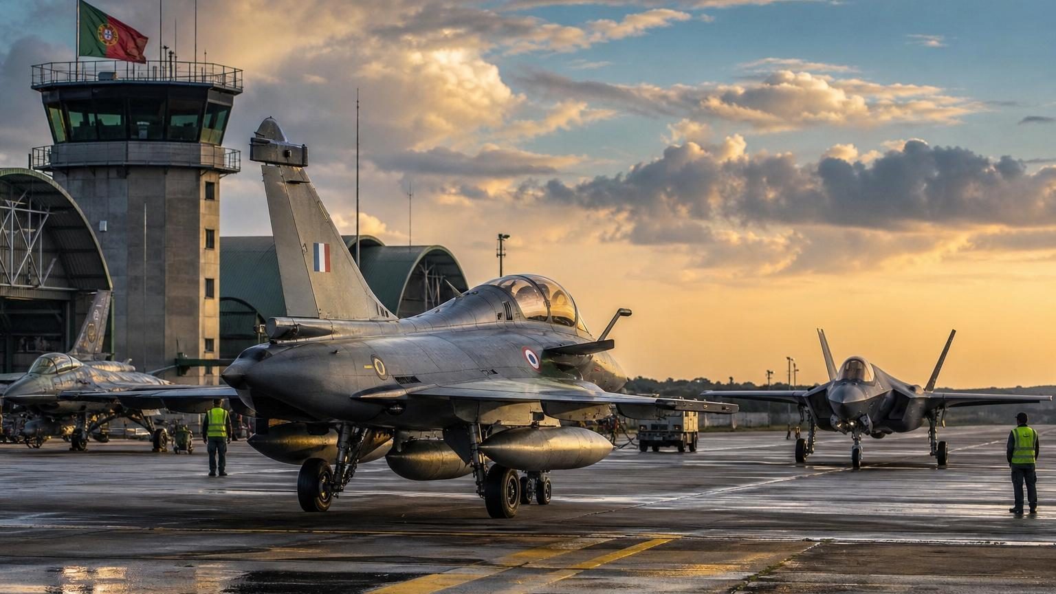 Comparaison stratégique entre un avion de chasse Rafale français et un F-35 américain en contexte de négociations de défense européenne