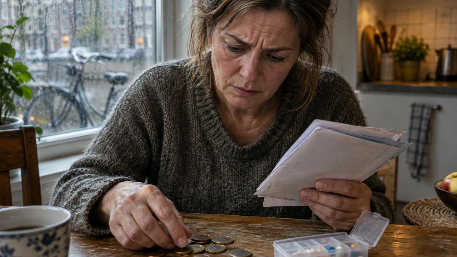 Symbole d'augmentation des coûts de santé avec montants financiers et franchises médicales aux Pays-Bas