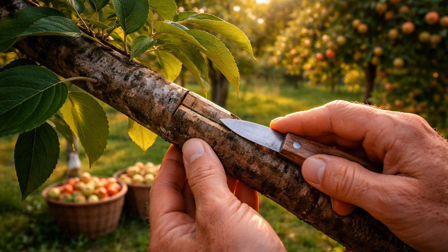 Son arbre fait des feuilles mais aucun fruit : le geste des pépiniéristes sur l&rsquo;écorce qui remplit les paniers