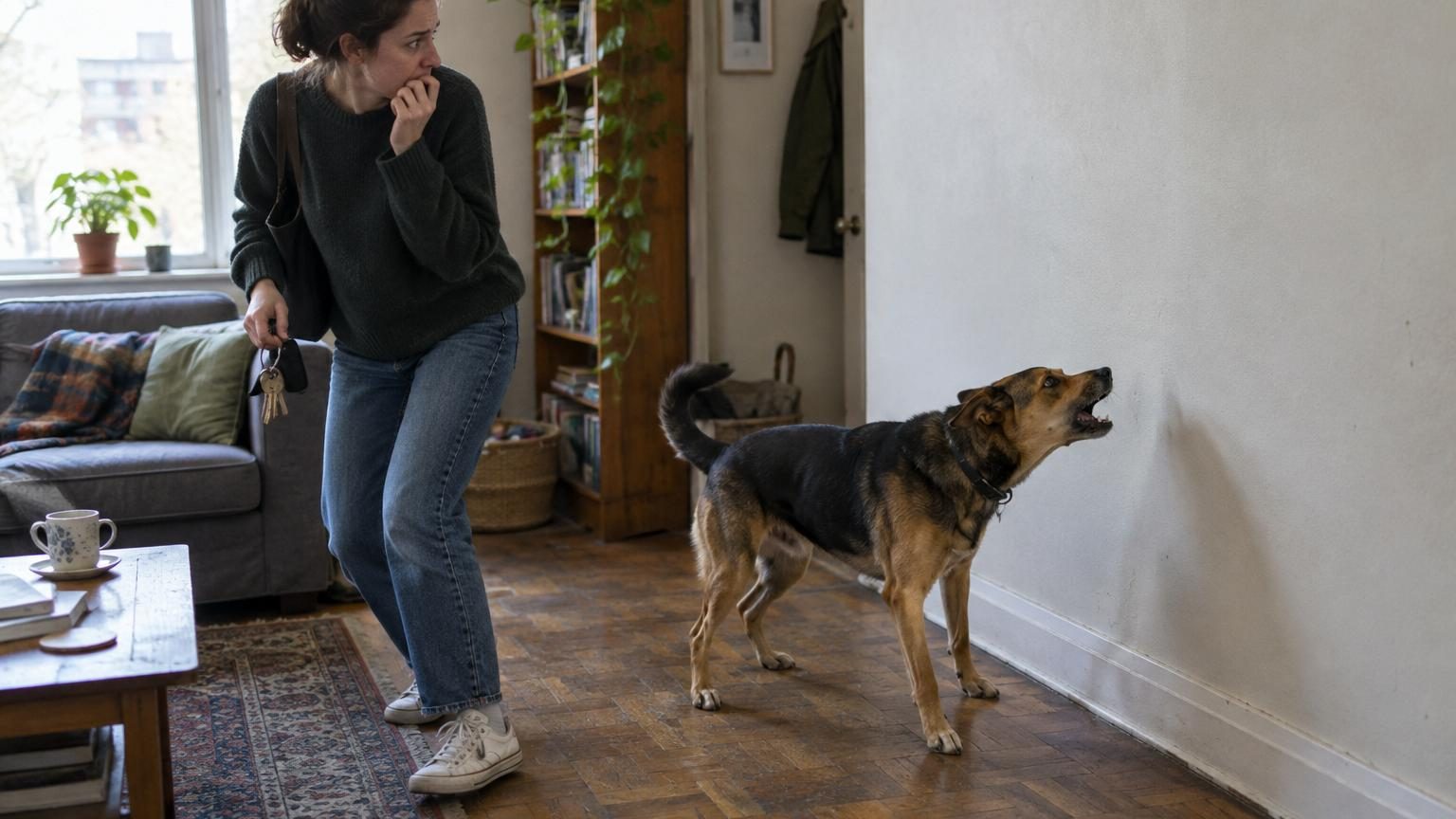 Son chien de refuge, toujours silencieux, se met à aboyer contre un mur : ce qu’elle découvre la pousse à fuir aussitôt