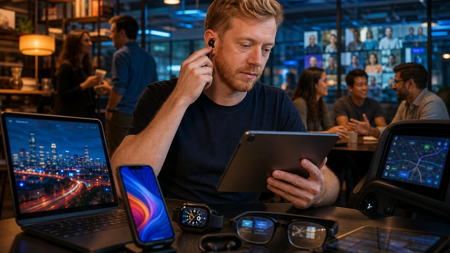 Portrait de Steve Huffman, cofondateur de Reddit, dans un environnement technologique illustrant l'évolution numérique et l'intelligence artificielle