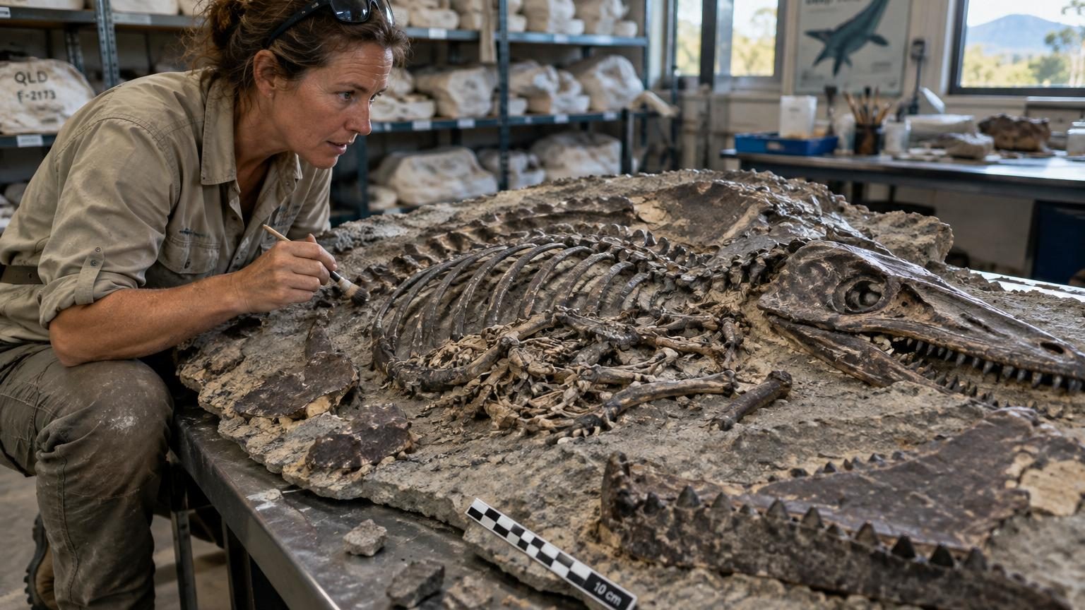 Un fossile unique découvert en Australie : un ptérosaure avalé par un ichtyosaure, lui-même dévoré par un pliosaure