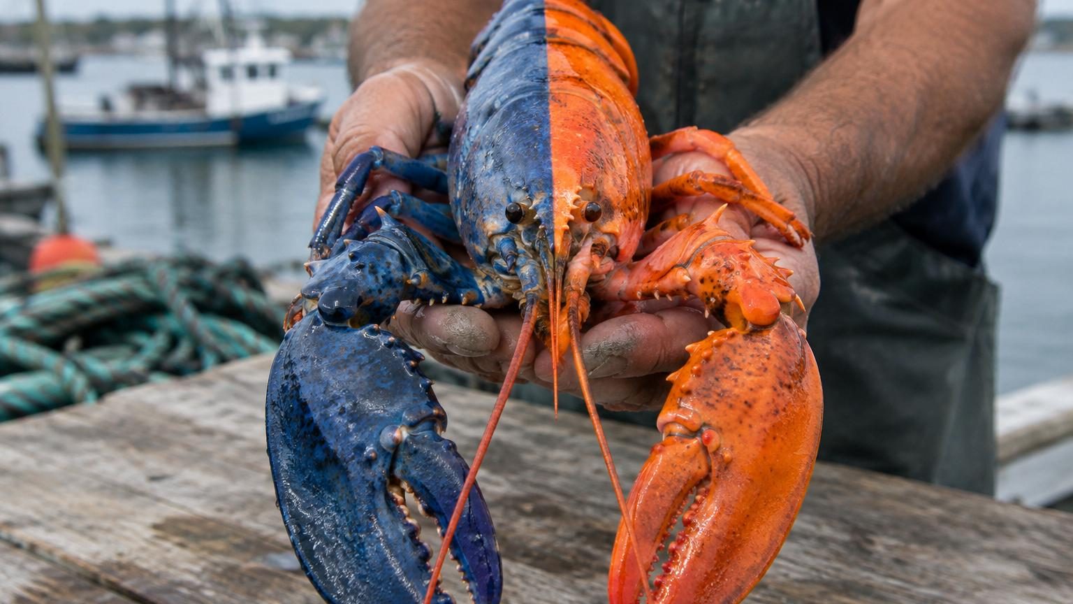 Un homard pêché au Cap Cod affiche deux couleurs séparées par une ligne parfaite : la génétique explique ce phénomène ultra-rare