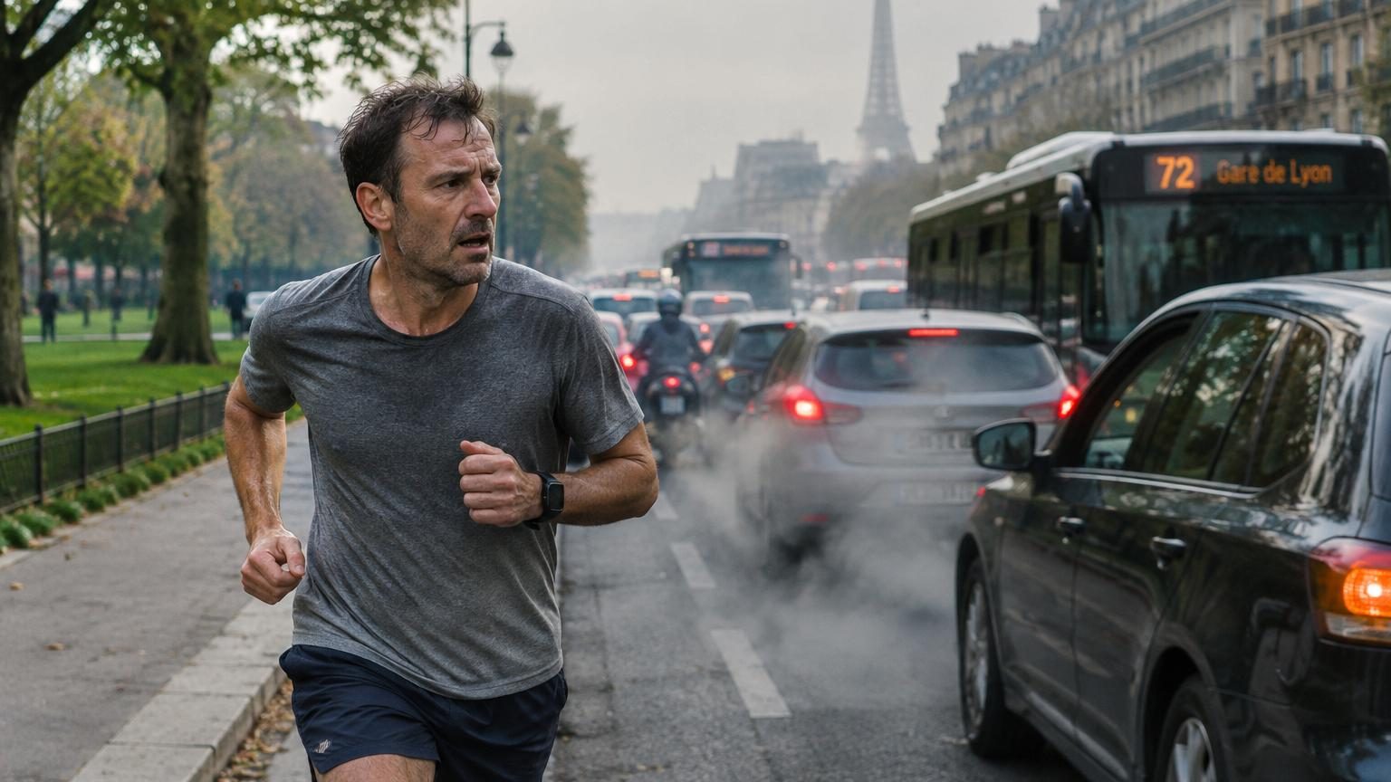 Un coureur jogging le long d'une rue urbaine paisible et verdoyante plutôt que sur un boulevard routier chargé.