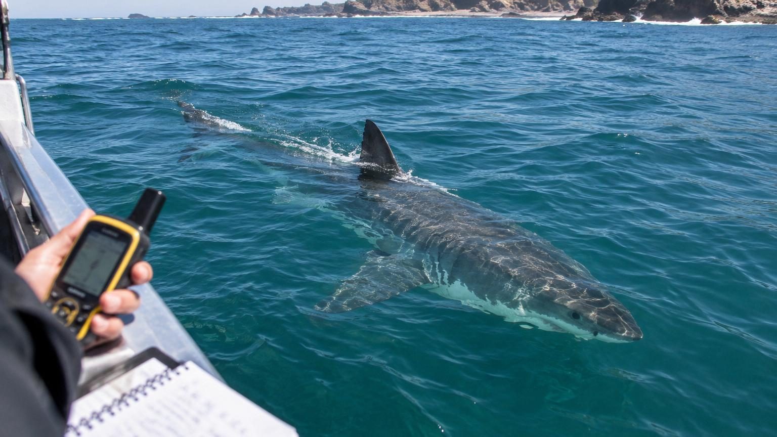 Un requin blanc de quatre mètres pisté par les scientifiques se rapproche des côtes : le trajet de ce géant de l'Atlantique attire l'attention