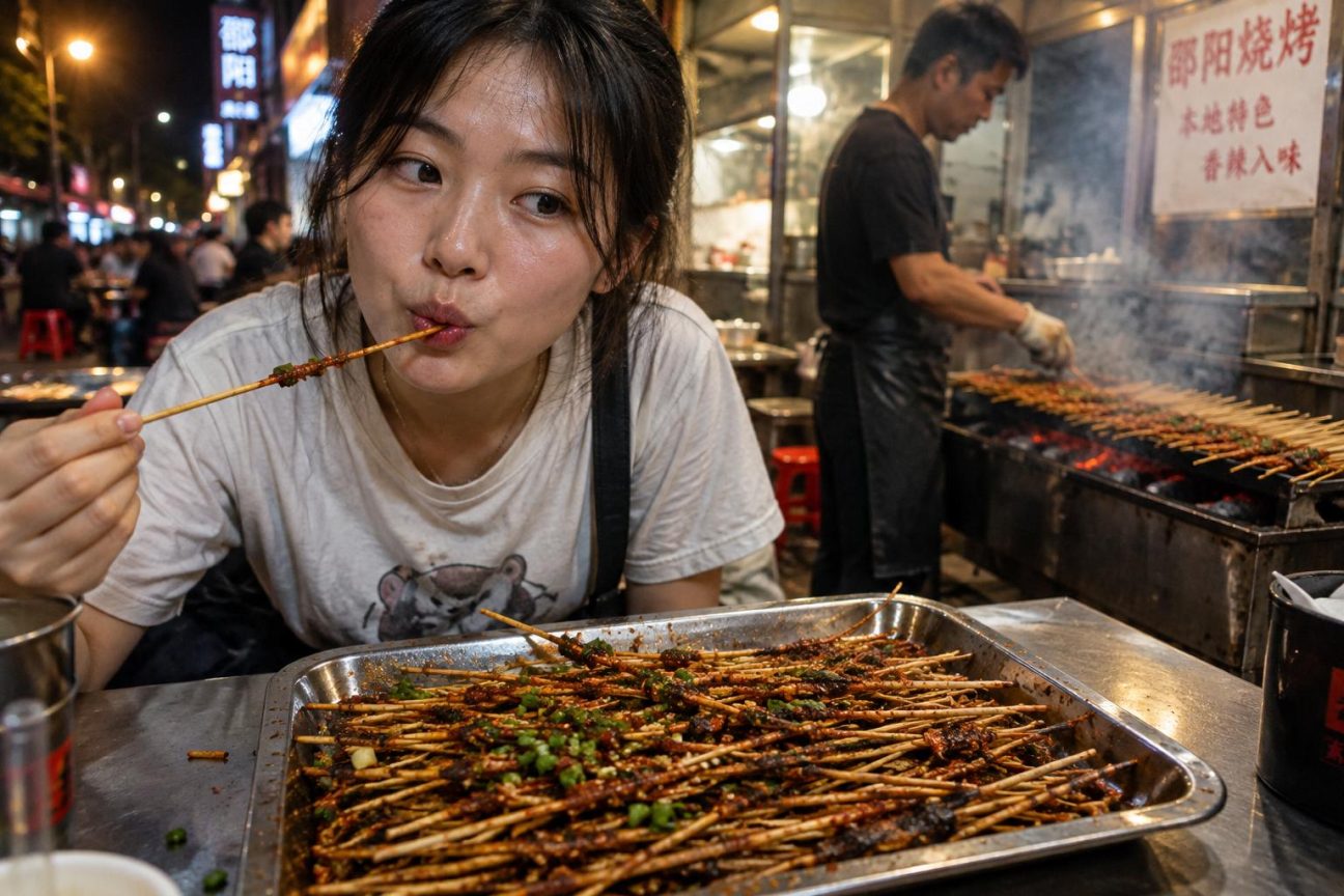 Un restaurant vend des brochettes en bambou assaisonnées comme en-cas : zéro calorie et les clients en redemandent