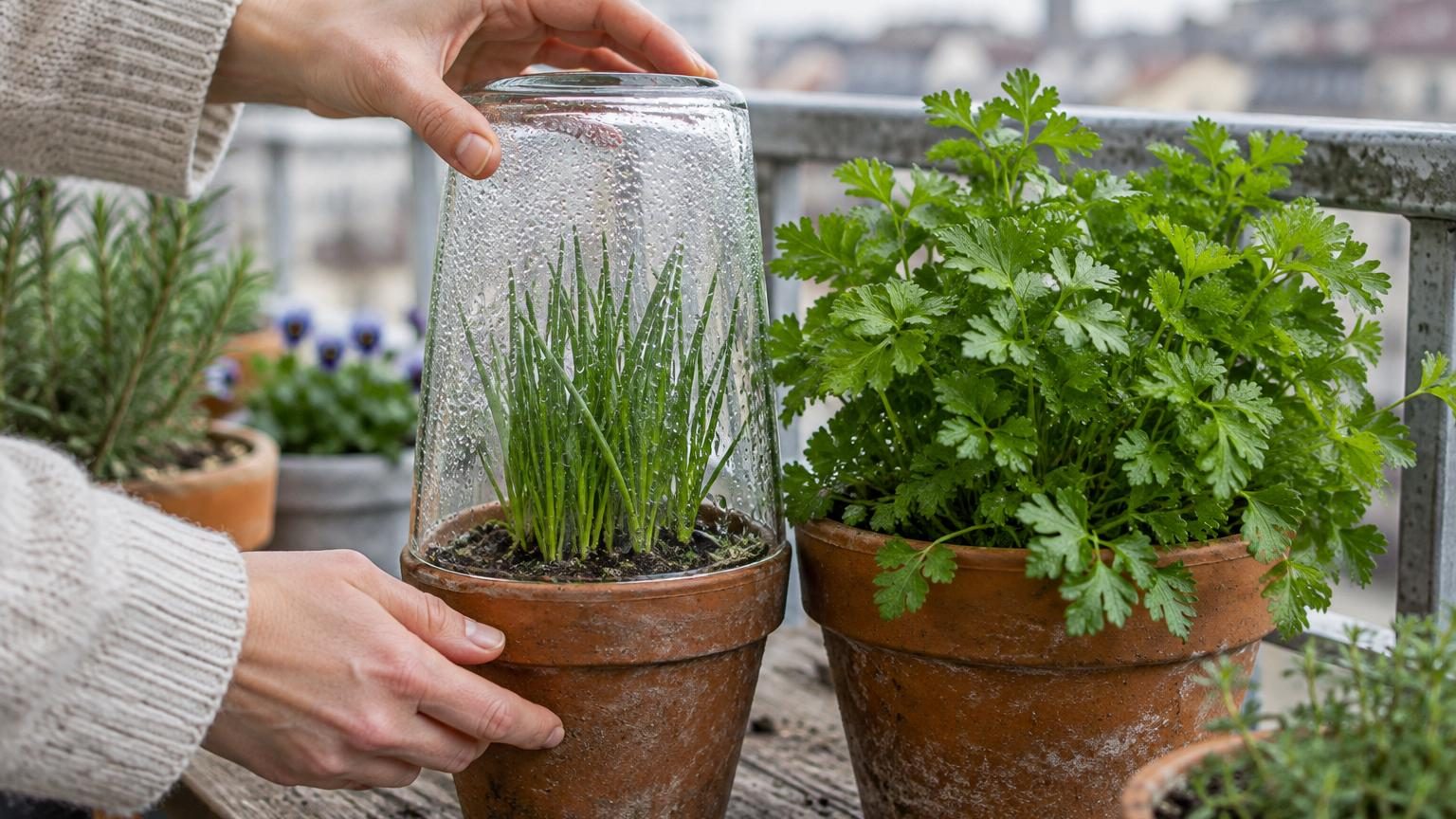 Un simple verre posé sur le pot en avril : voici pourquoi la ciboulette et le persil poussent soudain bien plus vigoureux