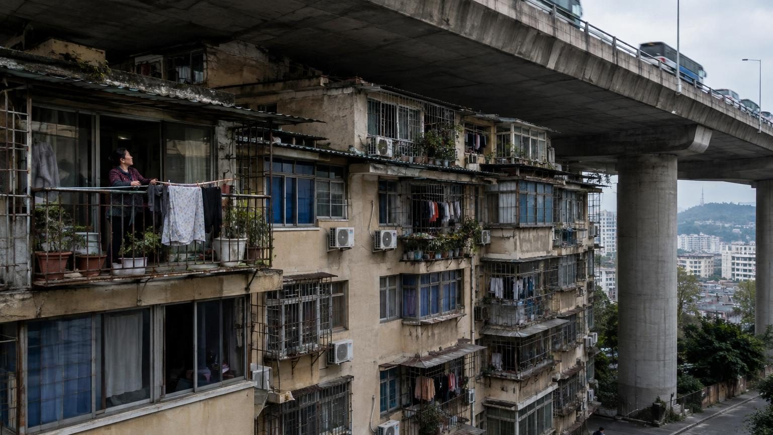 Une autoroute suspendue passe juste au-dessus d'une douzaine d'immeubles d'habitation : voici à quoi ressemble la vie des riverains