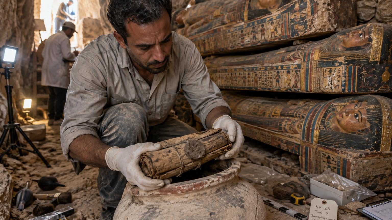 Une chambre scellée découverte à Louxor : 22 sarcophages des Chanteuses d'Amon et huit papyrus encore non déchiffrés