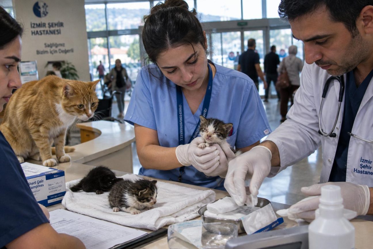 Une chatte errante dépose ses chatons malades à l'accueil d'un hôpital : les médecins les ont soignés comme de vrais patients