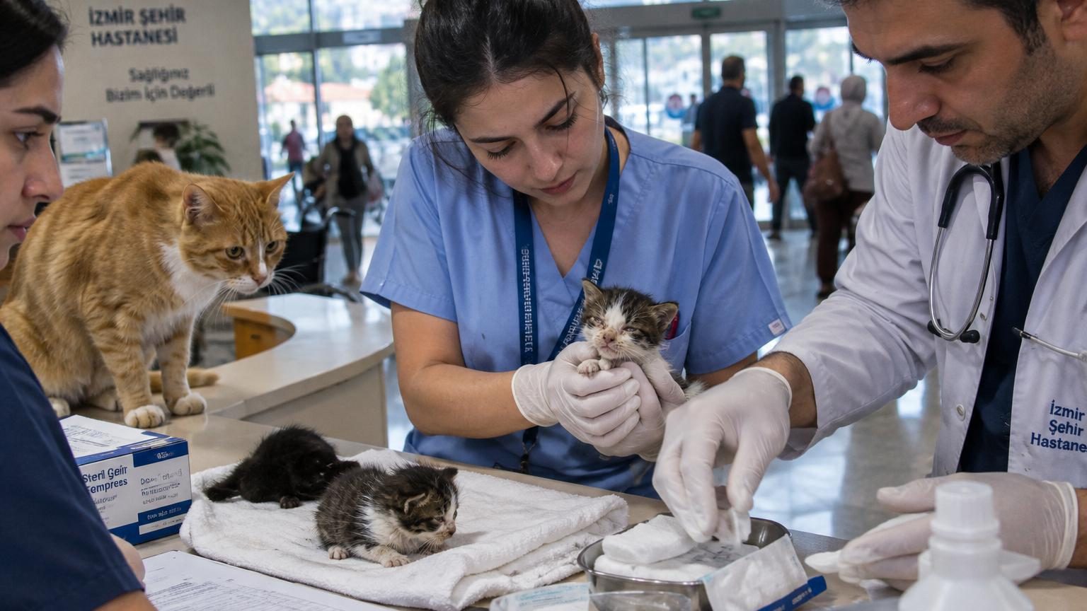 Une chatte errante dépose ses chatons malades à l'accueil d'un hôpital : les médecins les ont soignés comme de vrais patients