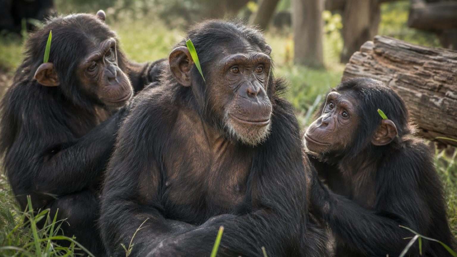 Une chimpanzée glisse un brin d'herbe derrière son oreille : quelques semaines plus tard, tout le groupe l'imite