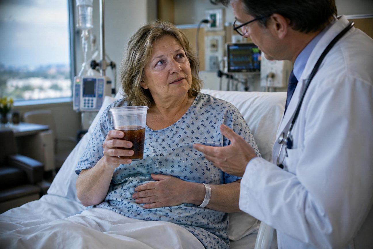 Une femme de 63 ans souffre de l'estomac : les médecins lui font boire du Coca light et la masse se dissout