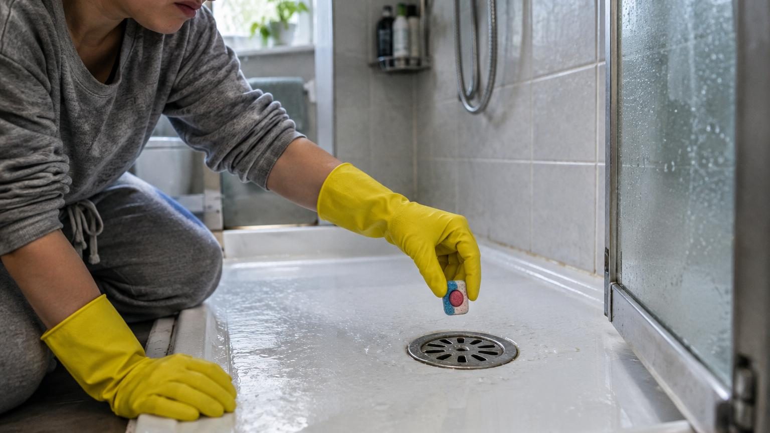 Une odeur d'égout dans la salle de bains : une pastille de lave-vaisselle jetée dans la douche suffit à régler le problème
