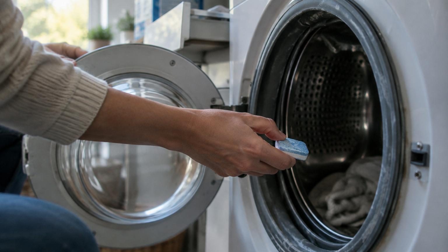 Une tablette pour lave-vaisselle dans la machine à laver : ce que cache cette astuce très partagée