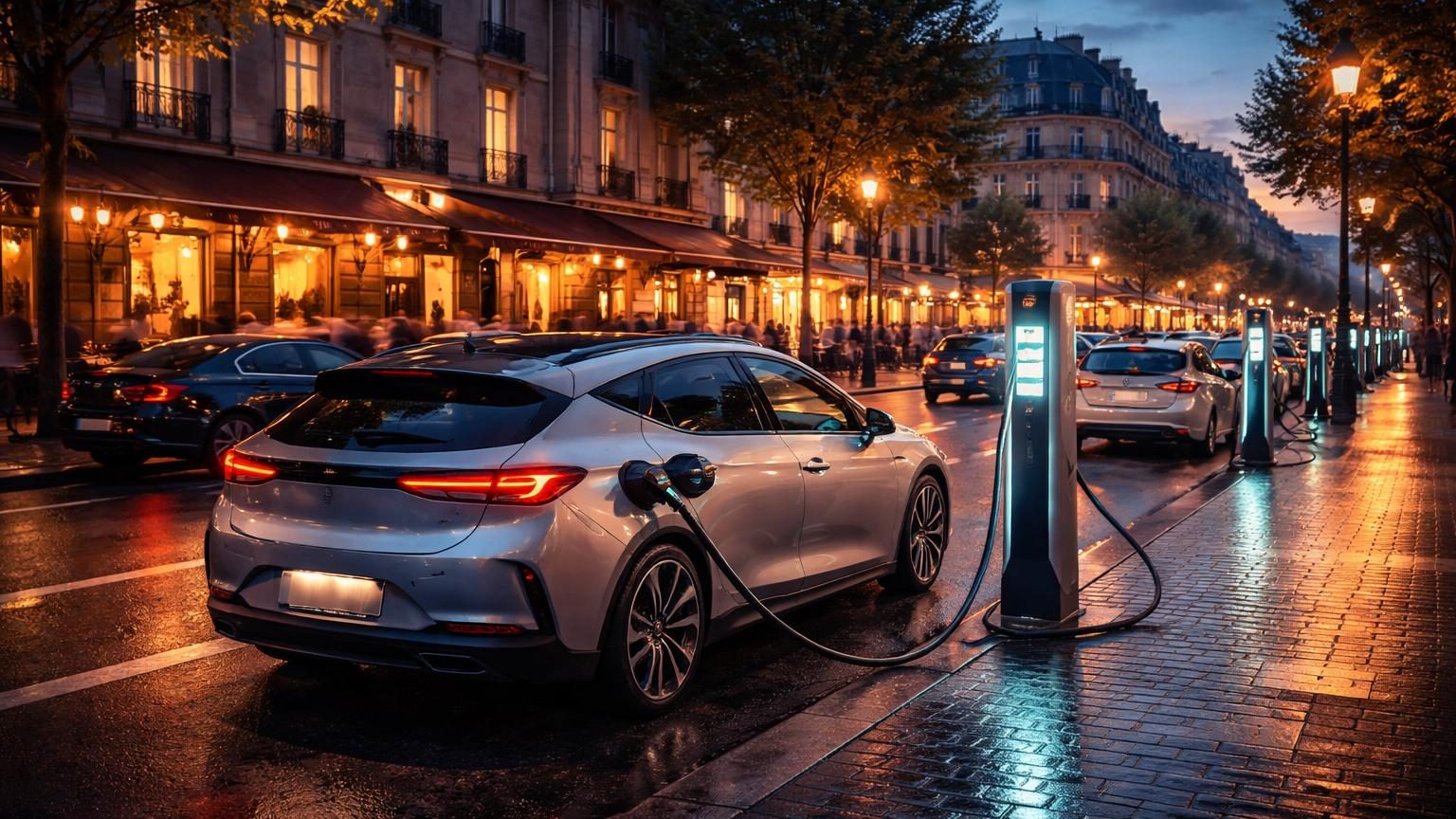 Graphique montrant la progression des parts de marché des voitures électriques en Europe en 2026, avec l'essence en déclin et l'électrique en hausse significative