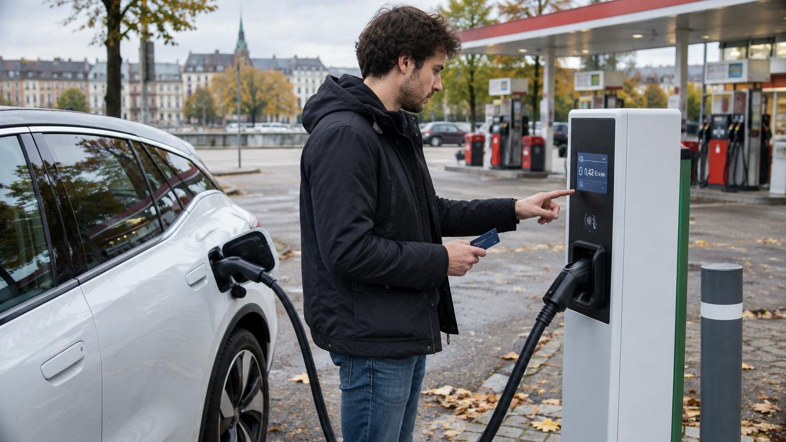 Comparatif international des coûts de la voiture électrique, montrant des panneaux routiers ou symboles de différents pays avec des indicateurs de prix ou de recharge électrique.