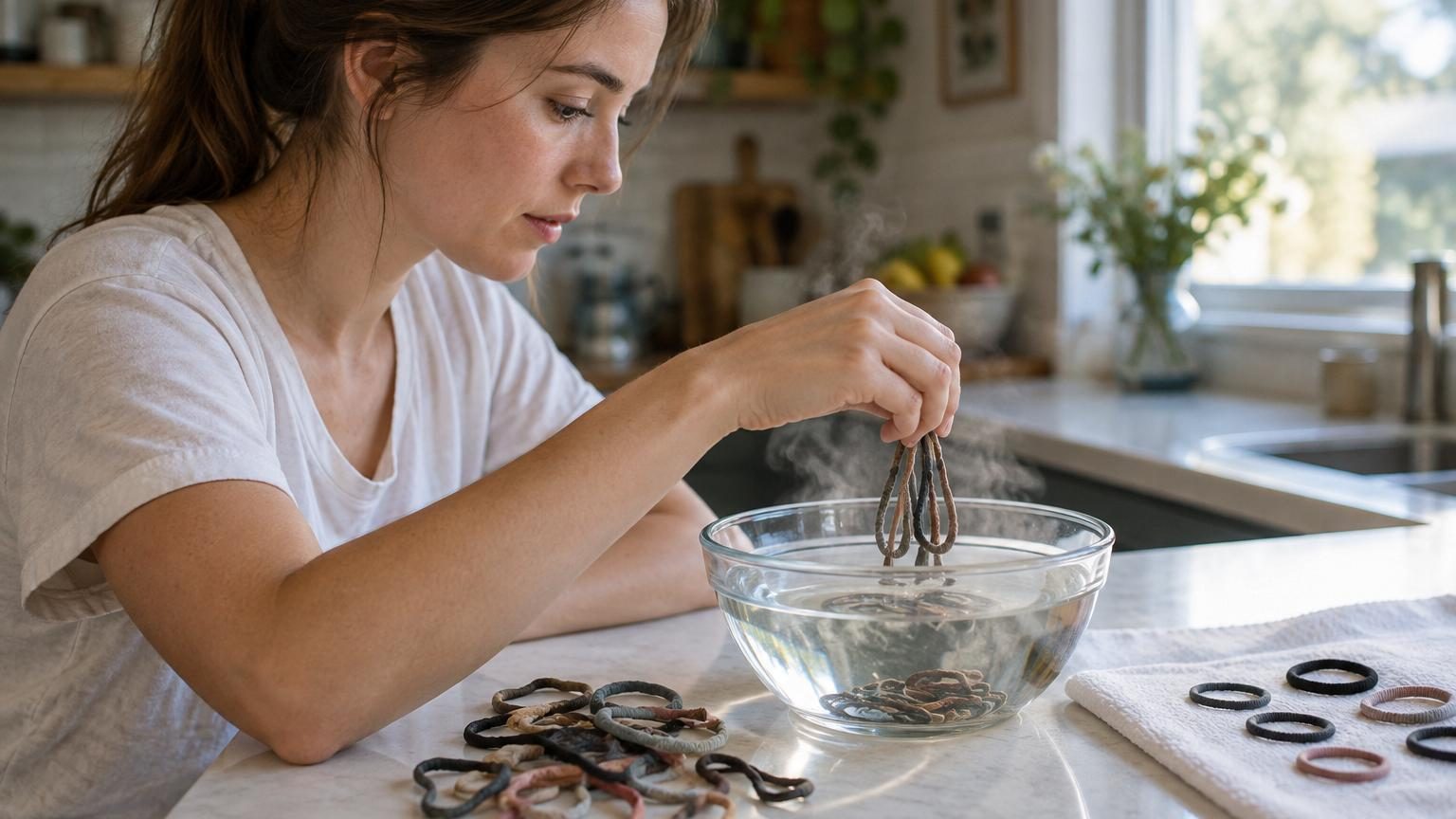 Vos élastiques à cheveux sont détendus : l&rsquo;astuce maison à l&rsquo;eau chaude qui leur redonne leur forme d&rsquo;origine