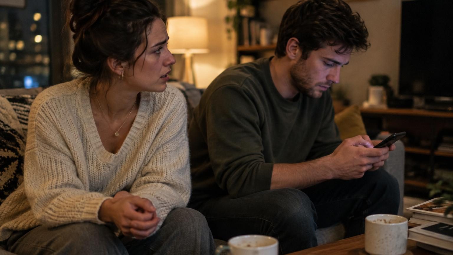 Votre partenaire regarde son téléphone quand vous parlez : une étude relie ce geste à une forme bien précise de solitude