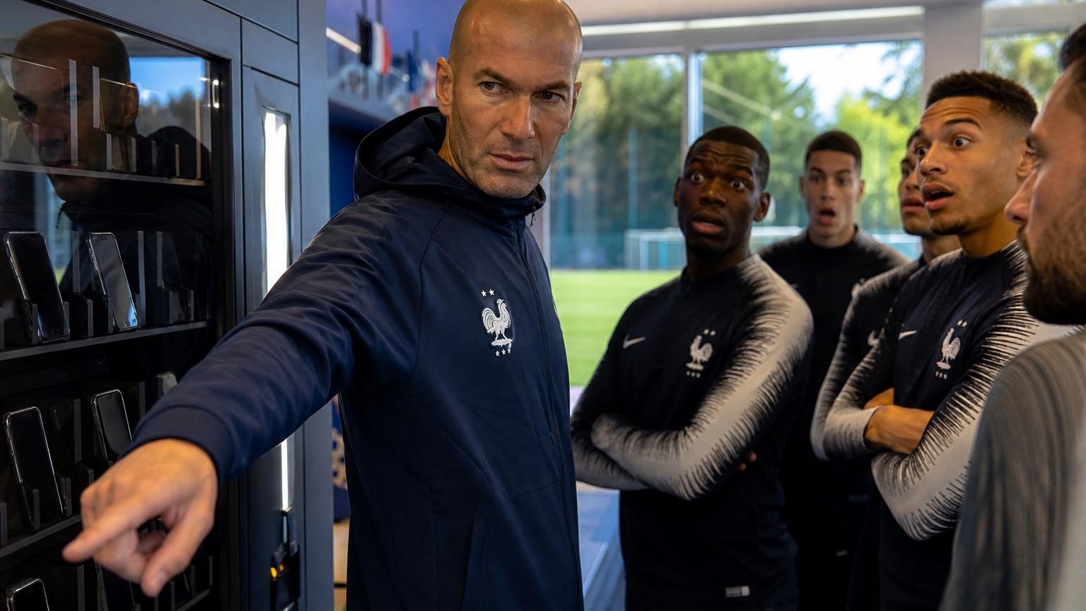 Zinédine Zidane, nouveau sélectionneur de l'Équipe de France, pendant un entraînement au centre de Clairefontaine.